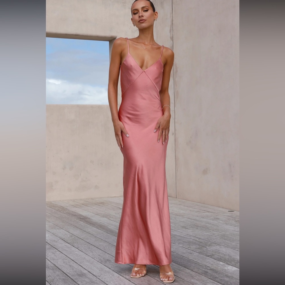 Billy J Gisella Satin Maxi Dress - Baked Rose